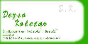 dezso koletar business card